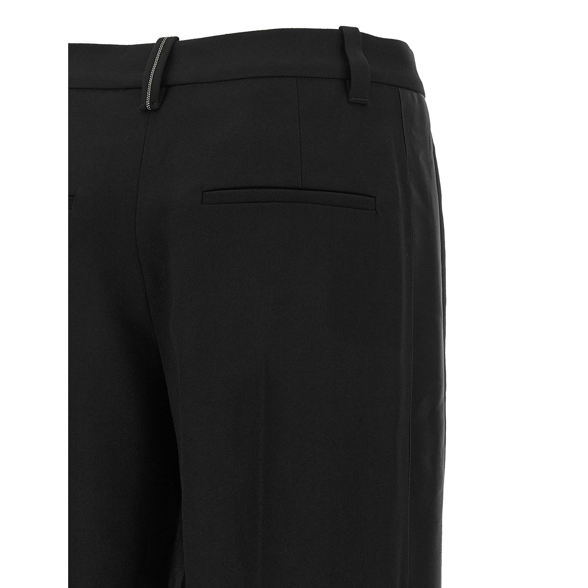 Black Virgin Wool Casual Pants