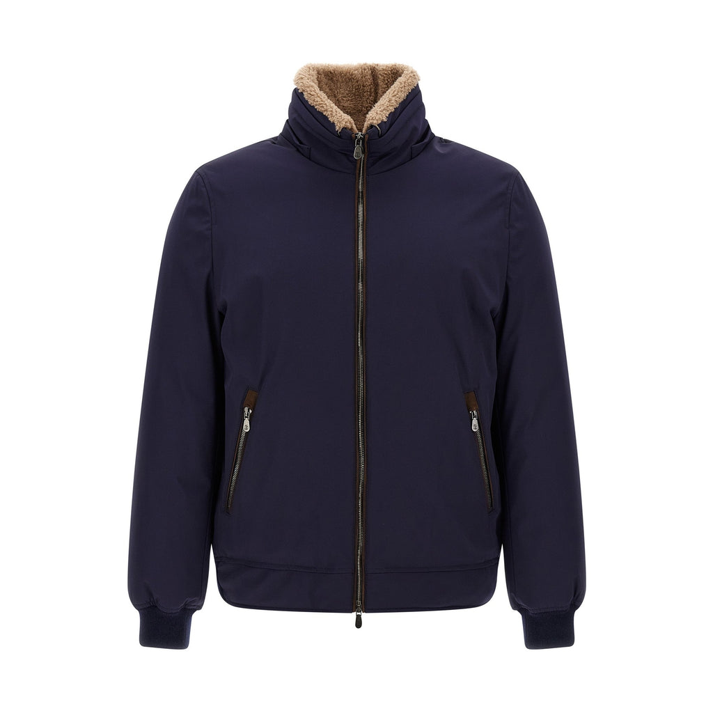 Blue Polyamide Full-Length Jacket