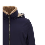Blue Polyamide Full-Length Jacket