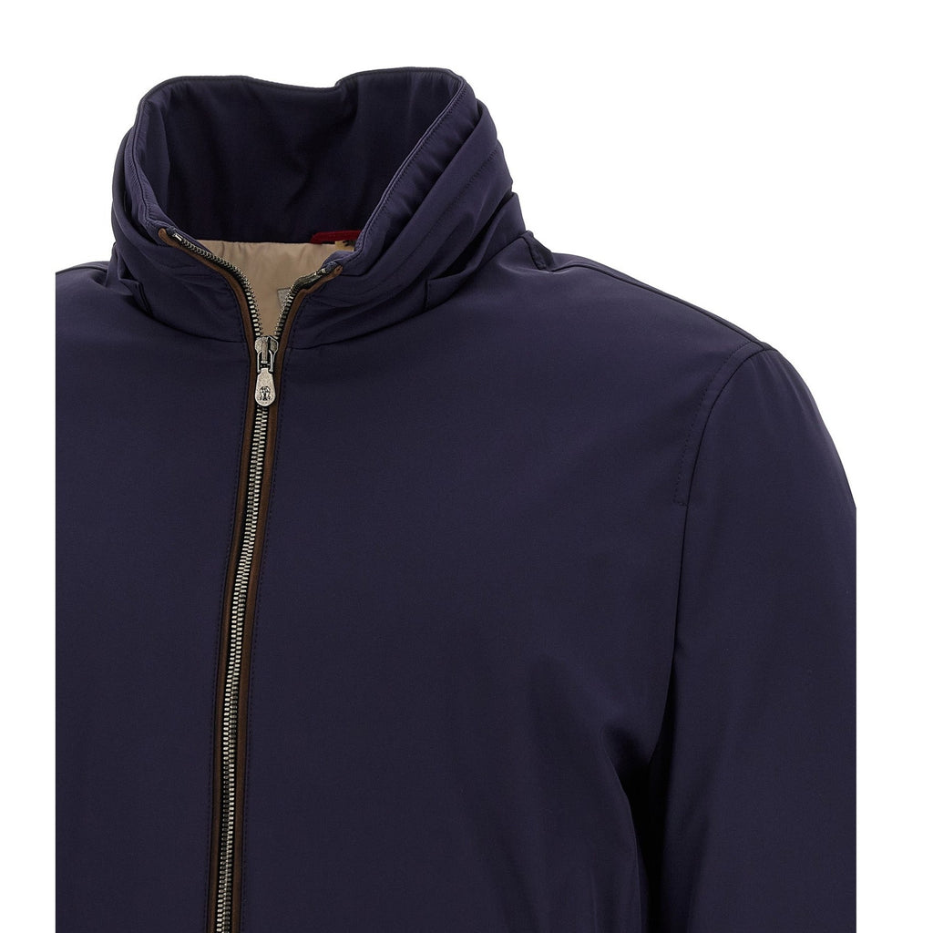 Blue Polyamide Full-Length Jacket