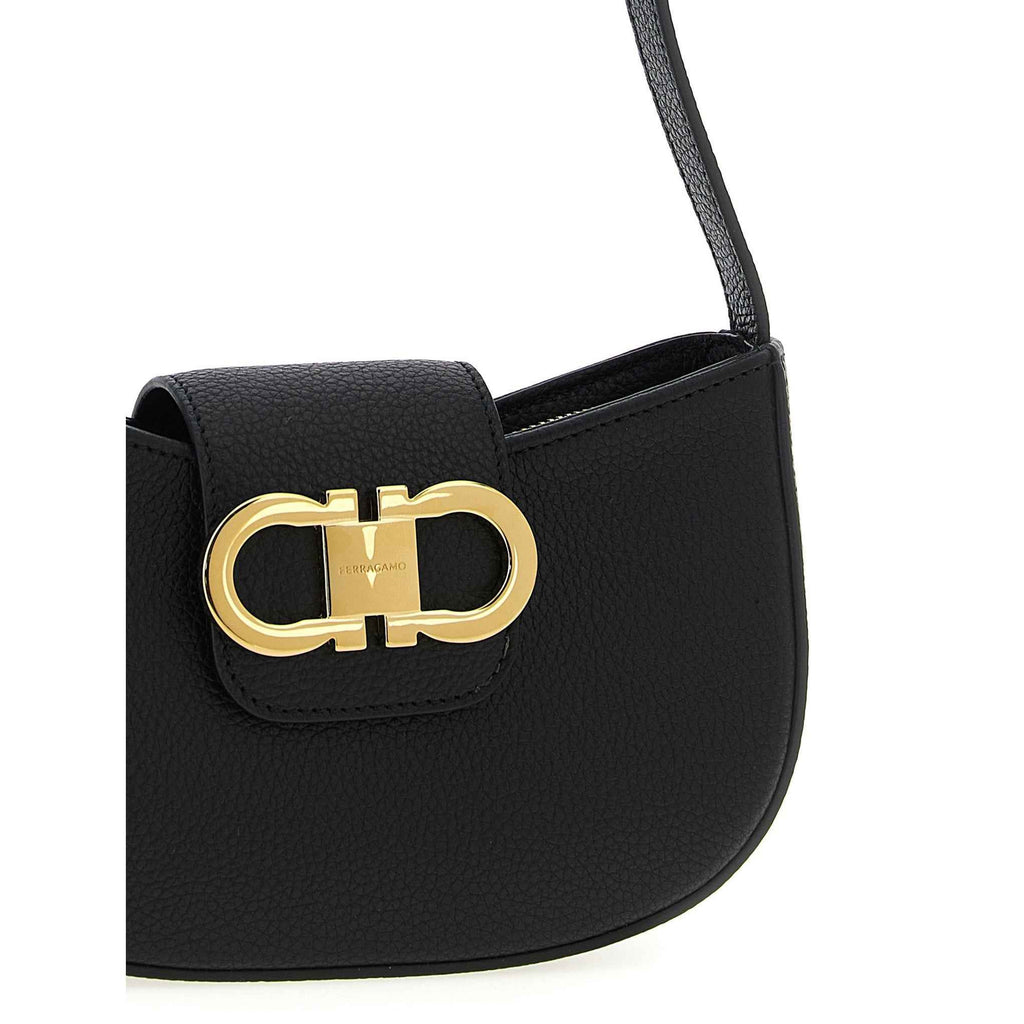 Black Calfskin Shoulder Bag
