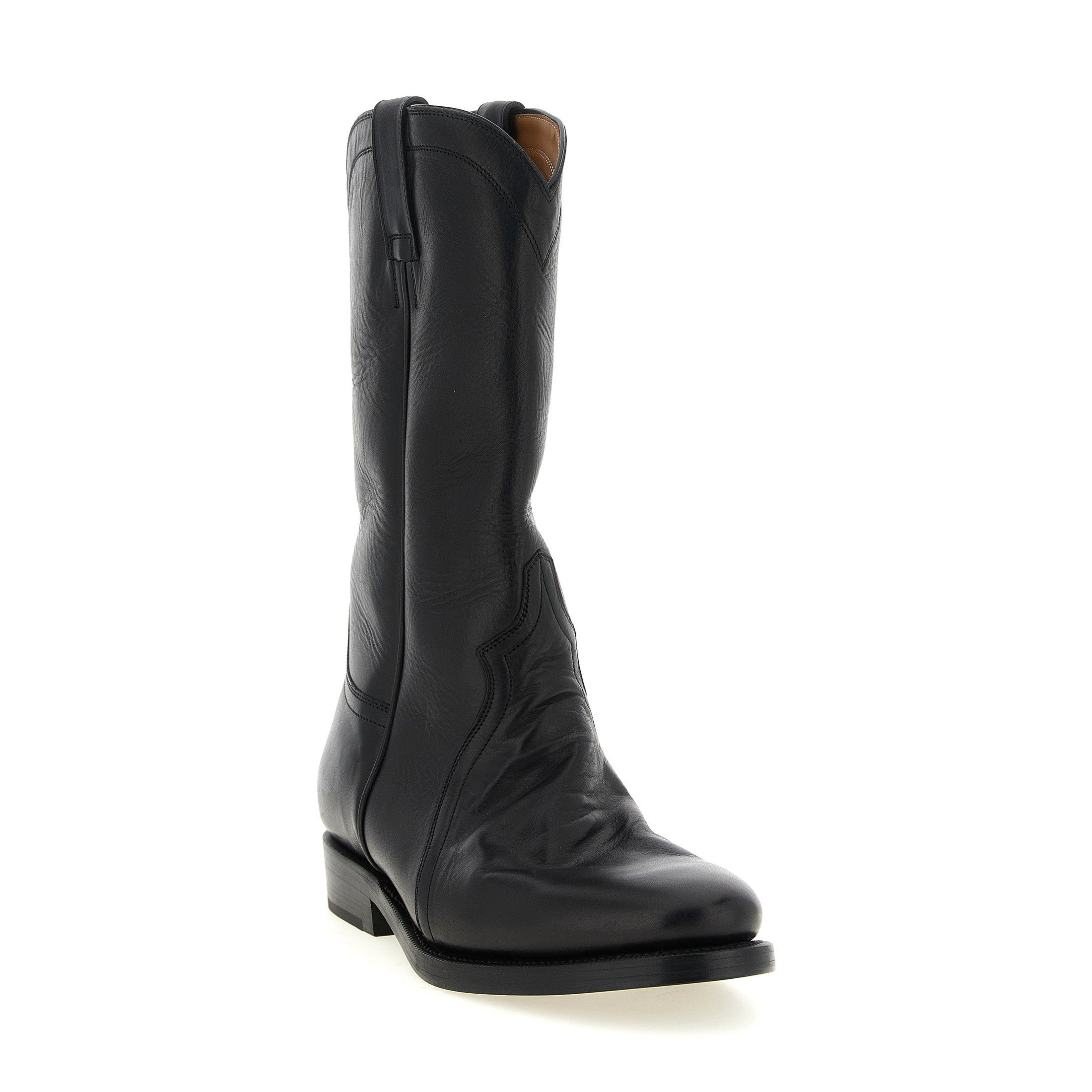 Black Calfskin Over The Knee