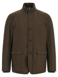 Brown Polyester Full-Length Jacket