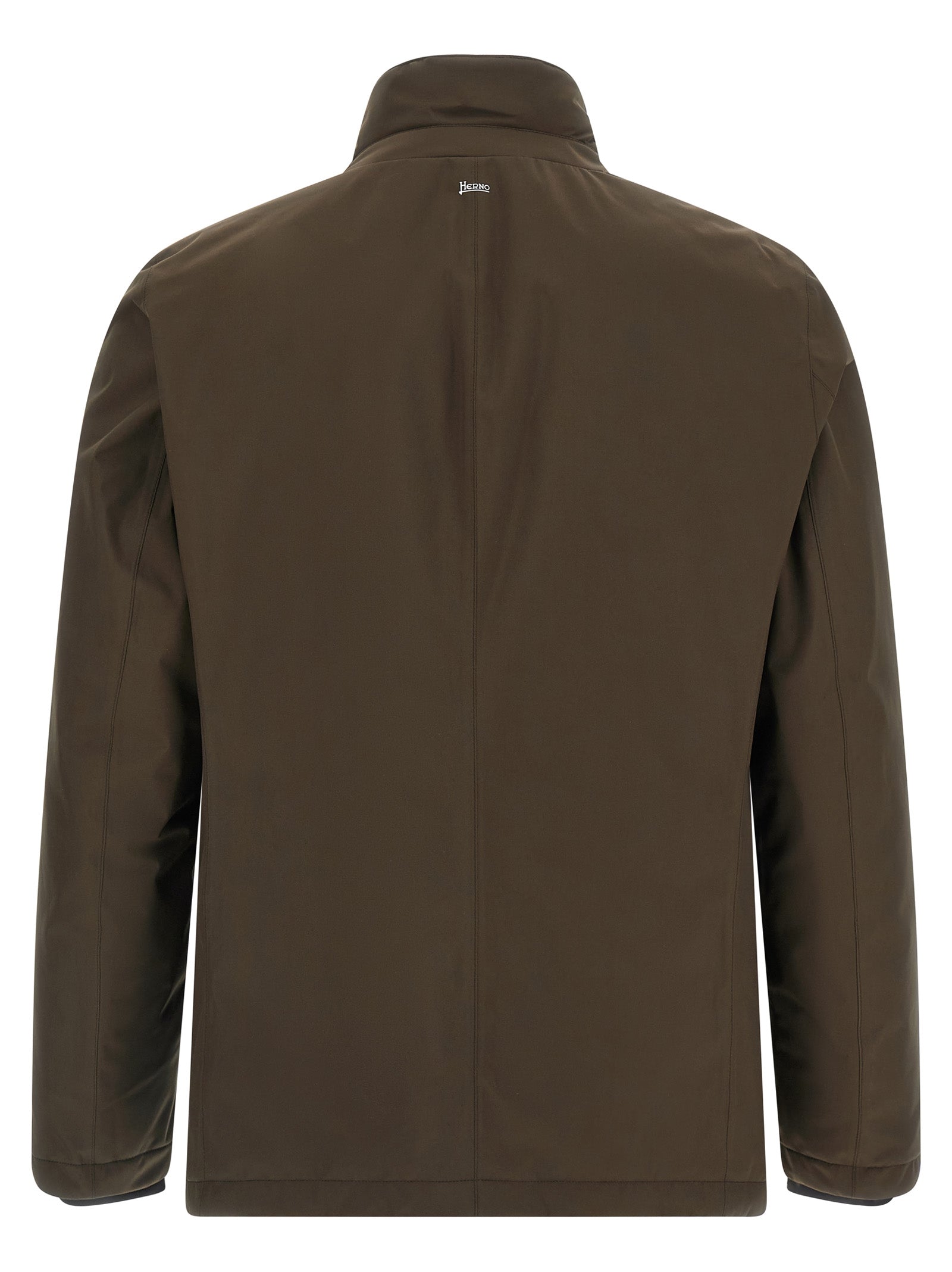 Brown Polyester Full-Length Jacket