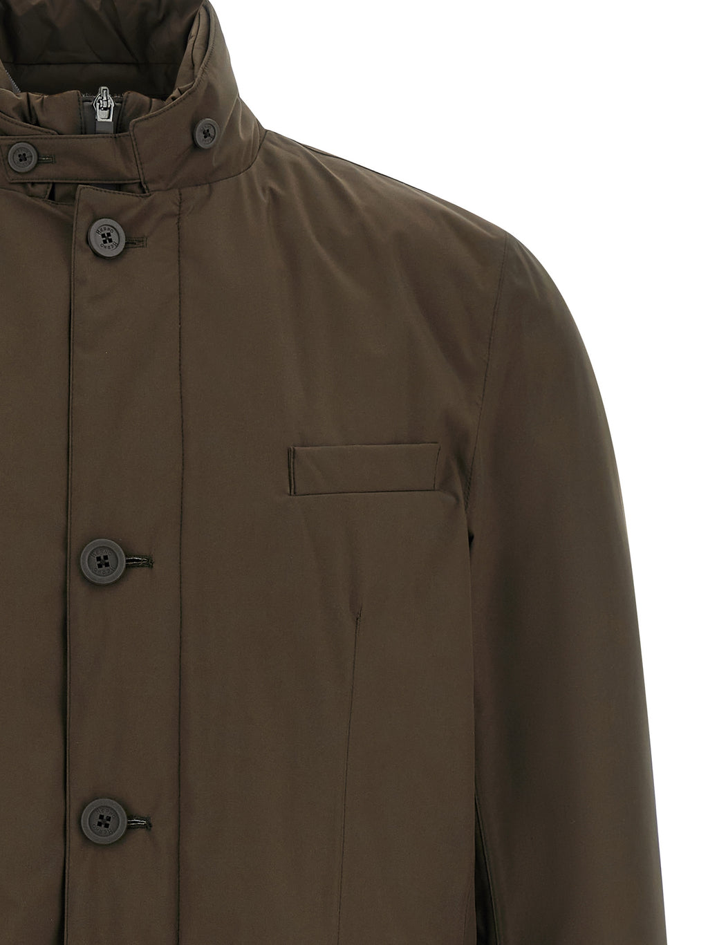 Brown Polyester Full-Length Jacket
