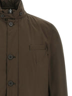 Brown Polyester Full-Length Jacket