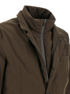 Brown Polyester Full-Length Jacket