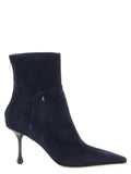 Blue Leather Ankle Boots