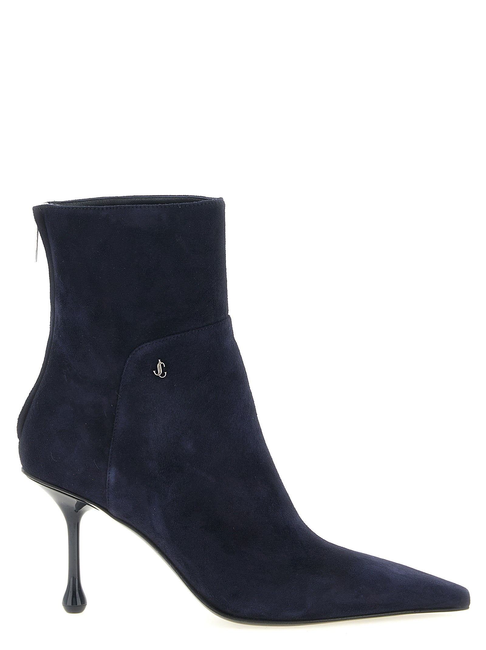 Blue Leather Ankle Boots