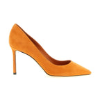 Orange Leather High Heel Pumps
