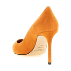 Orange Leather High Heel Pumps
