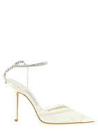 White Tencel High Heel Pumps