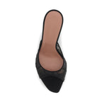 Black Cotton Stiletto Heel Sandals