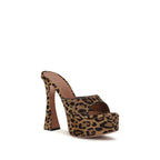 Beige Calf Leather Bos Taurus Platform Sandals