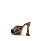 Beige Calf Leather Bos Taurus Platform Sandals