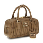 Beige Calf Leather Bos Taurus Handbag