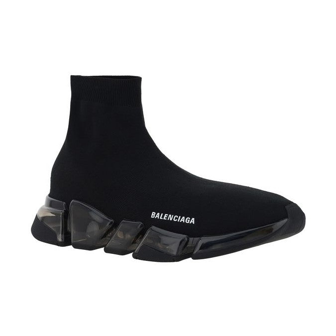 Black Polyester Athletic Sneakers