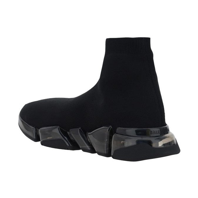 Black Polyester Athletic Sneakers