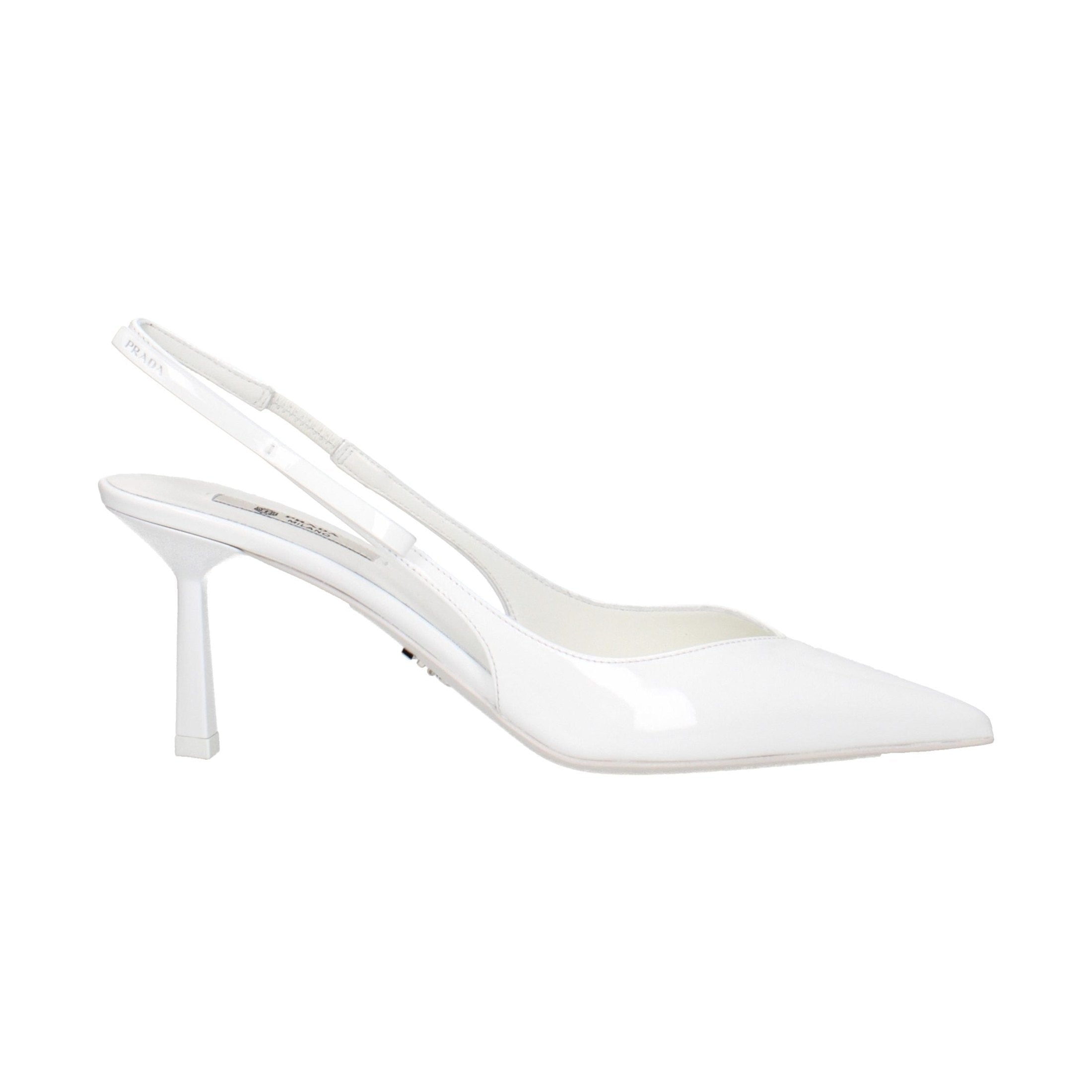 White Leather High Heel Pumps