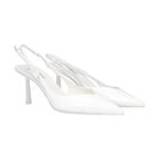 White Leather High Heel Pumps