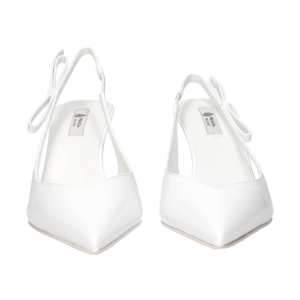 White Leather High Heel Pumps