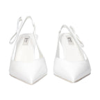White Leather High Heel Pumps