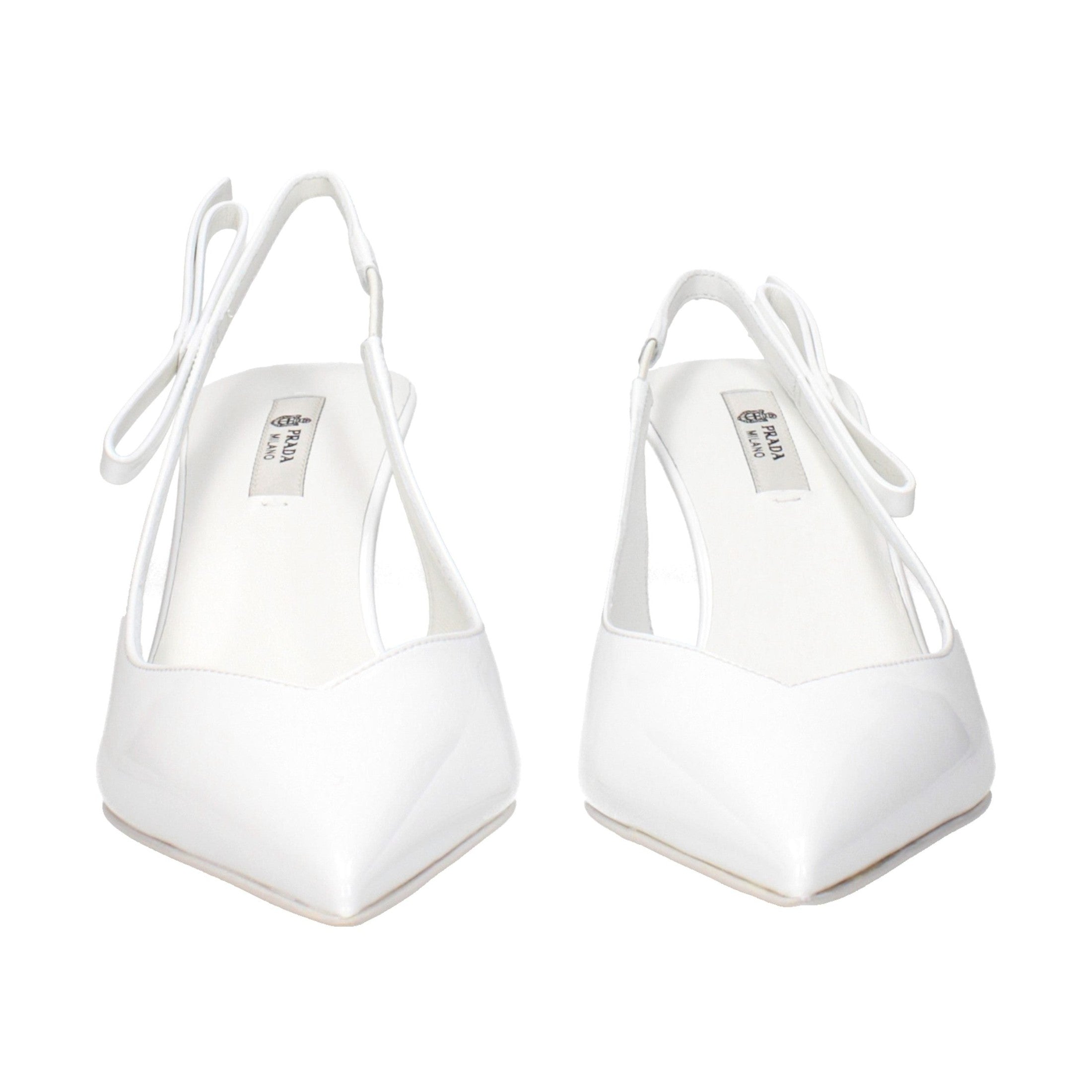White Leather High Heel Pumps