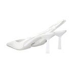 White Leather High Heel Pumps