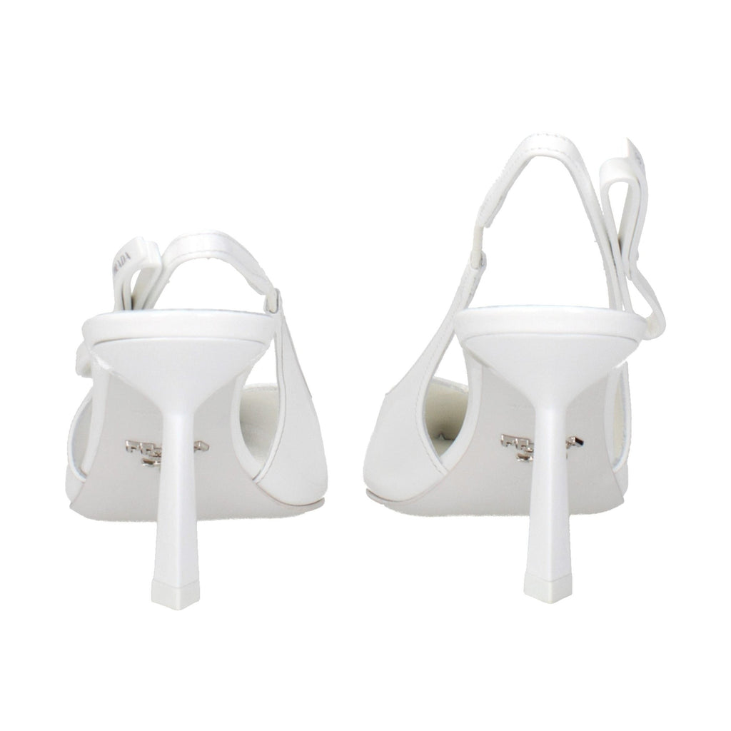 White Leather High Heel Pumps