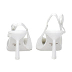 White Leather High Heel Pumps