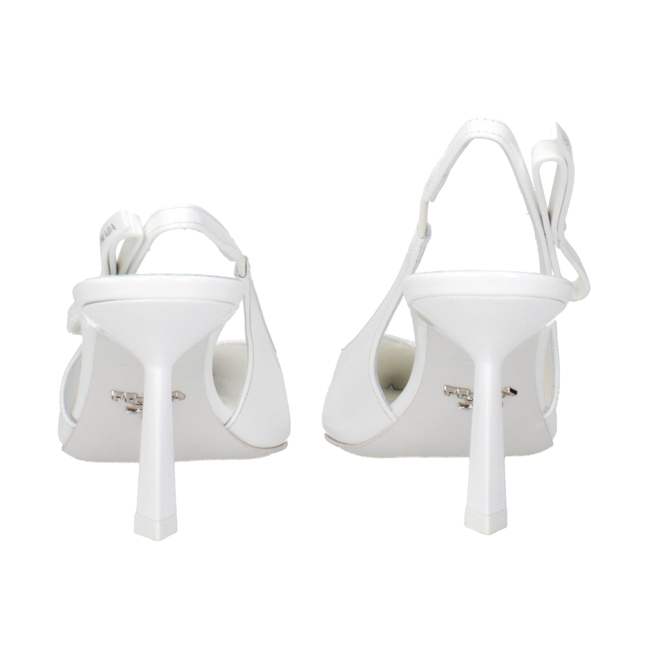White Leather High Heel Pumps