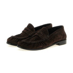 Brown Calfskin Slip-On Loafers