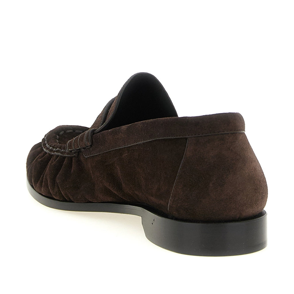 Brown Calfskin Slip-On Loafers