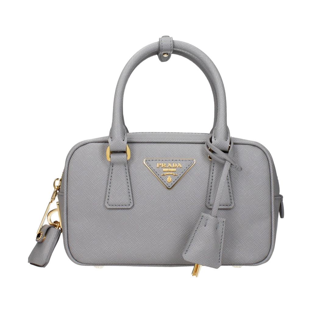 Gray Leather Handbag