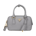 Gray Leather Handbag