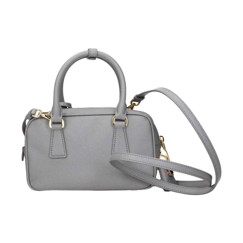 Gray Leather Handbag