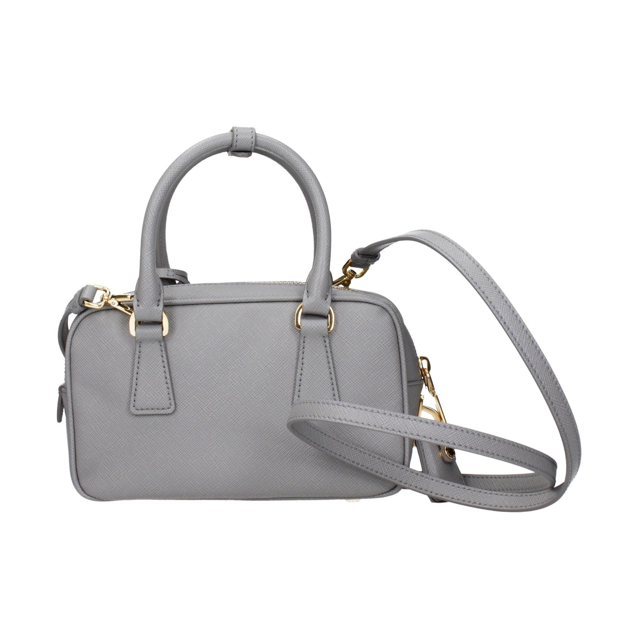 Gray Leather Handbag