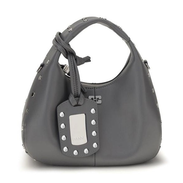 Gray Leather Shoulder Bag