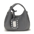 Gray Leather Shoulder Bag