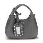 Gray Leather Shoulder Bag