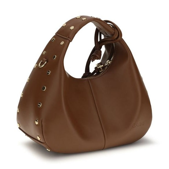 Brown Recycled Leather Shoulder Bag