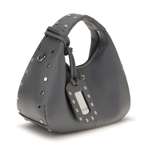 Gray Leather Shoulder Bag