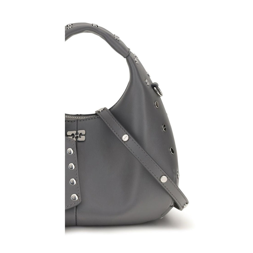 Gray Leather Shoulder Bag