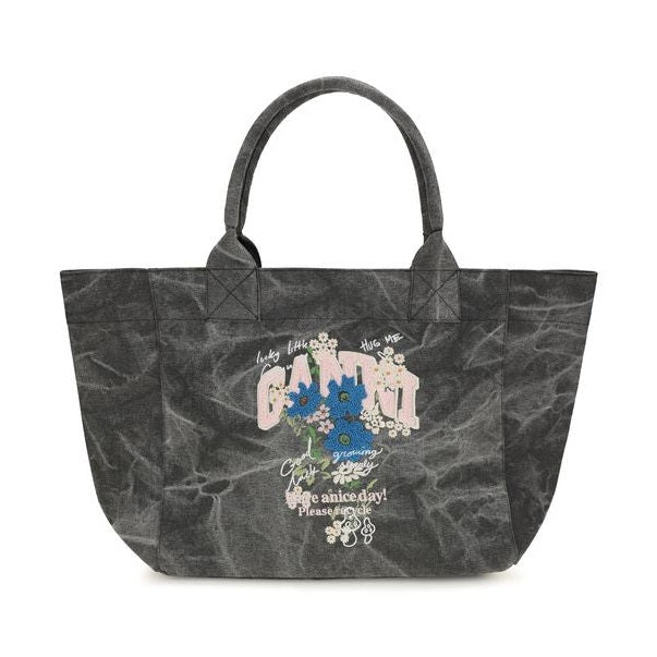 Gray Cotton Shoulder Bag