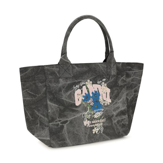 Gray Cotton Shoulder Bag