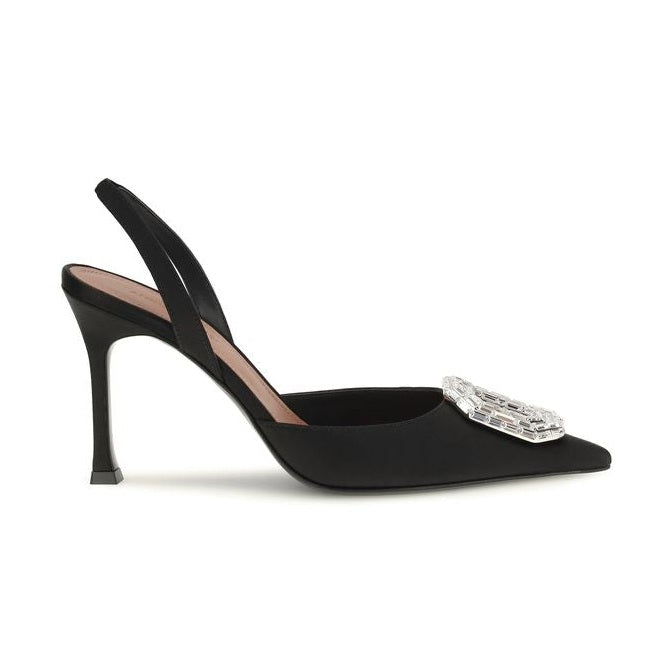 Black Satin High Heel Pumps