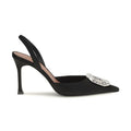 Black Satin High Heel Pumps
