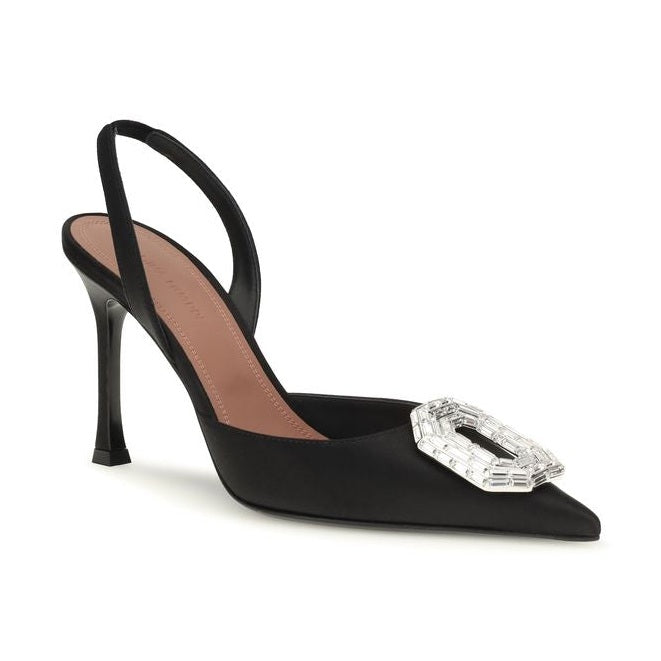 Black Satin High Heel Pumps