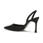 Black Satin High Heel Pumps