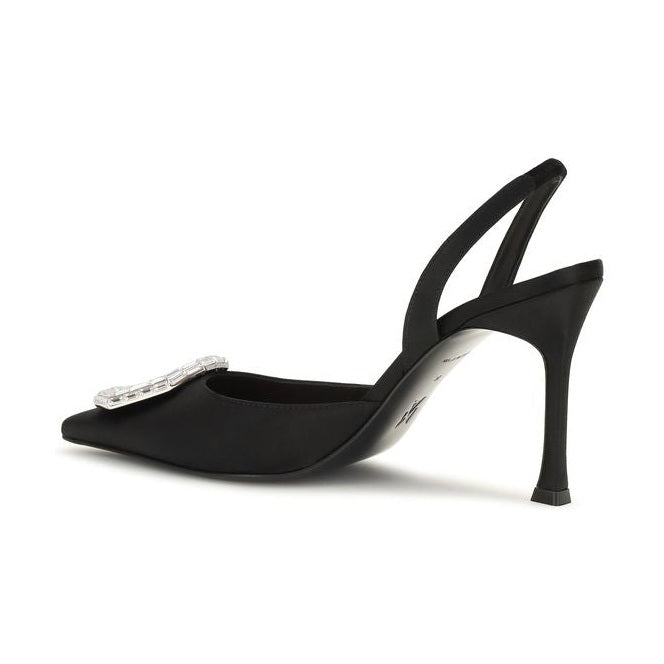 Black Satin High Heel Pumps